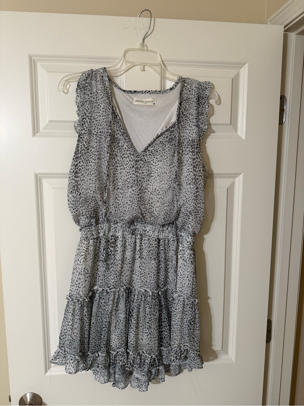 Pants Store Sleeveless Ruffle Tiered Mini Dress - Light Teal & Green spot
